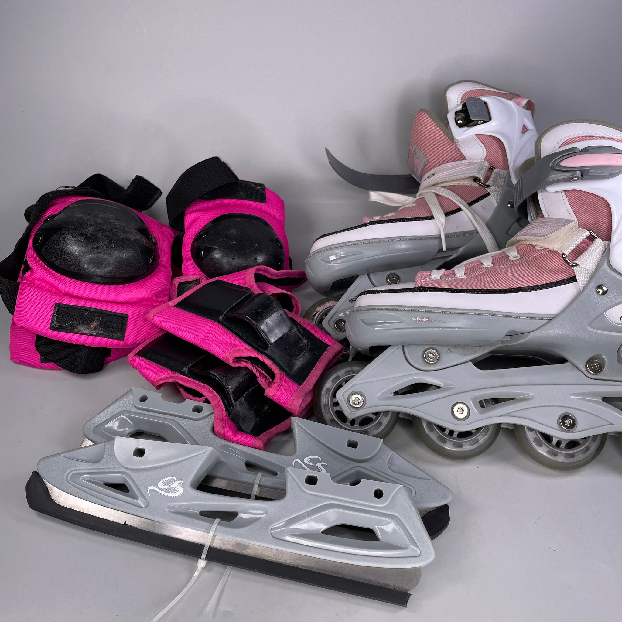 Cox Swain Inline Skates, Rollschuhe und Schlittschuhe inkl. Schoner-Set M (37-40