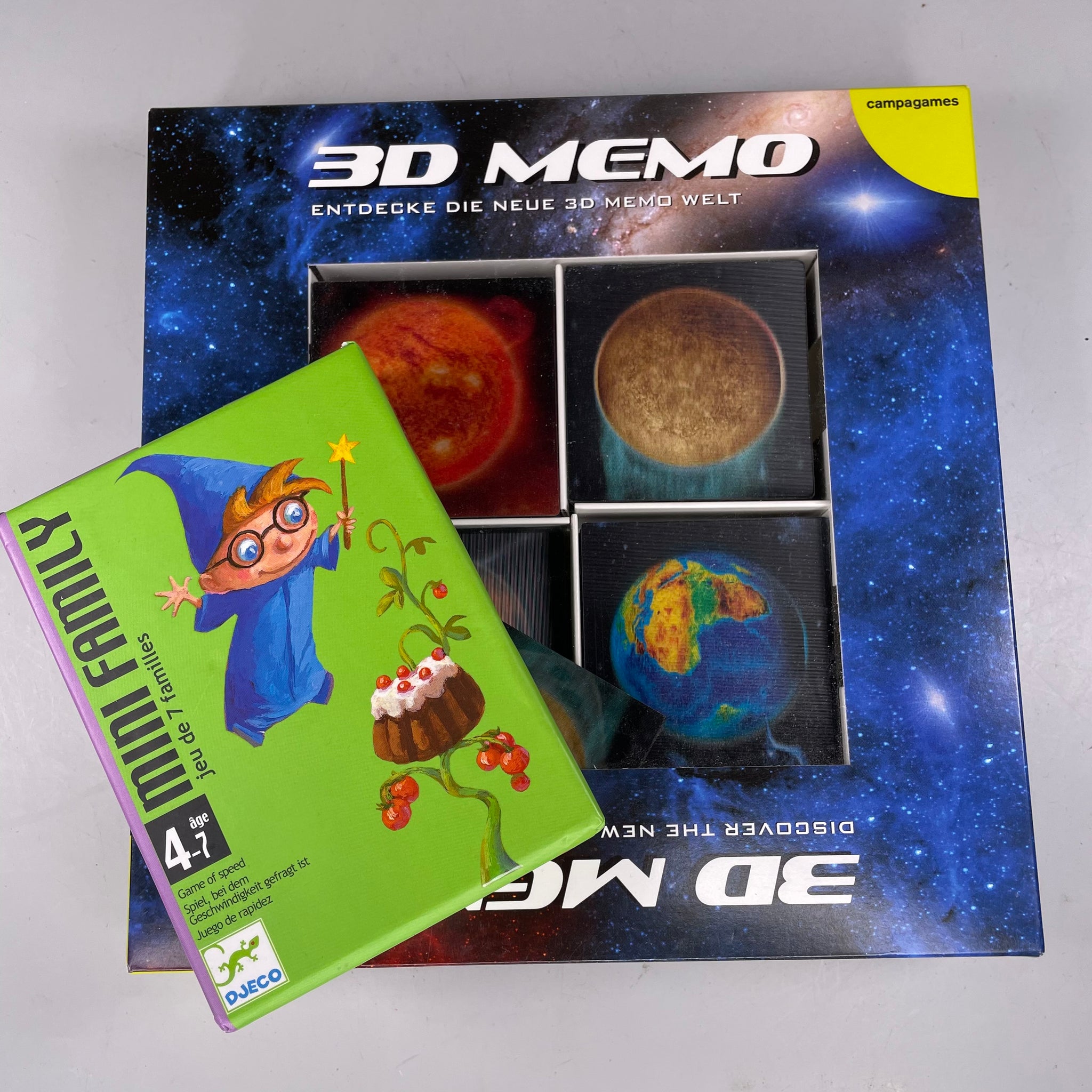 Campagames, Djeco 3D Memo plus Mini Family, 2 Spiele ab 4 Jahre